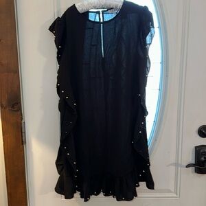 nwot TCEC Little Black Dress Silver Beads Flowy Womens Size S